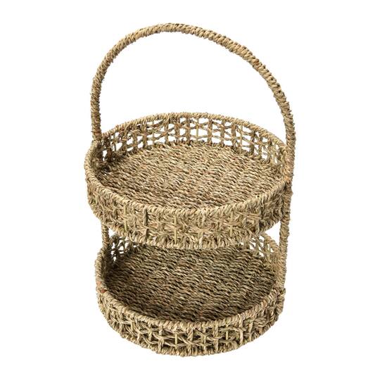 Household Essentials 15" Seagrass 2-Tier Tray